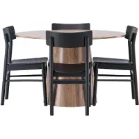 Ebuy24 Lanzo eethoek eettafel naturel 4 stoelen zwart.