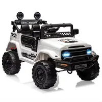 Happiq Elektrische kinderauto 12V met afstandsbediening - met afstandsbediening, gordel, muziek MP3/USB/TF en LED-licht - Camouflage