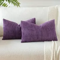 Famanu – Set van 2 corduroy kussenhoezen, decoratieve kussenhoezen voor sofa en slaapkamer, 40 x 60 cm, aubergine paars