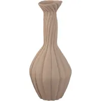 Ptmd Lydia Light Brown Ceramic Swirl Ribbed Vase L