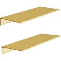 Famanu – Set van 2 zwevende planken van metaal, 30 cm lang, wandmontage voor decoratieve opslag van foto's en accessoires, goudkleurig