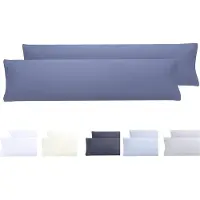 Famanu – Set van 2 kussenslopen, extra zachte microvezel, hypoallergeen, 150 x 40 cm, grijs-blauw