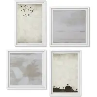 Wallfluent 4-Delige Schilderij Set - Vliegende Zwerm Vogels, Industriële Texturen - 40 x 40 En 40 x 60 - Schilderijen Set - Wanddecoratie - Woonkamer