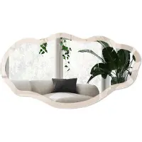 Wallfluent Warm Beige Spiegel - Beige Stijlvolle Wandspiegel - Organische Spiegel - Woonkamer - Minimalistisch - 45x90 cm - Totale afmeting 52x97 cm
