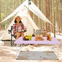 HAUSS SPOLE Campingtafel - Opvouwbaar En In Hoogte Verstelbaar Met Draaggreep - Voor Kamperen Picknick En Binnen Buiten - Staal En Kunststof - 125 X 61 X 58-74 Cm - Paars