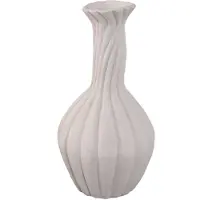 Ptmd Lydia White Ceramic Swirl Ribbed Vase M