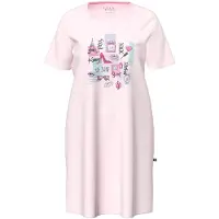 Ulla Popken - Dames - Bigshirt modieuze motieven hartvormige halslijn korte mouw - Roos - Maat 46+
