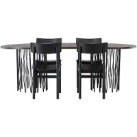 Ebuy24 Stone eethoek eettafel mokka 4 stoelen zwart.