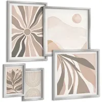 Tulup 4-Delige Schilderij Set - Stijlvolle abstracte composities in natuurlijke tinten. - 50 x 50 cm, 20 x 30 cm en 40 x 60 cm - Muurdecoratie - Interieur Decoratie - Woonkamer Decoratie