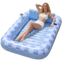 SP Tanningbed - Opblaasbaar Zonnebad - Opblaasbaar Luchtbed met Kussen - Blauw - 178cm x 117cm x 1cm