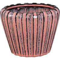 Ptmd Mirei Pink Ceramic Pot Vertical Ribbed Round M