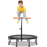 Costway φ117 cm mini trampoline opvouwbaar, fitness trampoline met in hoogte verstelbare handgreep, kindertrampoline, tuintrampoline voor binnen en buiten, voor volwassenen en kinderen, belastbaar tot