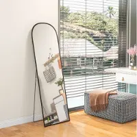 STILVORA Staande Spiegel Met Aluminiumlegering Frame 161,5 X 50 Cm Volledige Lengte Zwart Voor Slaapkamer En Woonkamer Opvouwbare Steun