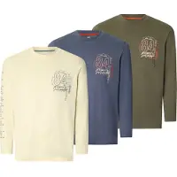 Jan Vanderstorm oversized longsleeves +FIT Collectie Plus Size met print - olijfgroen (set van 3) male | Maat: 6XL