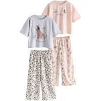 Next - Meisjes - Set van 2 pyjama's met wijde pijpen met Dalmatiërprint - Grijs