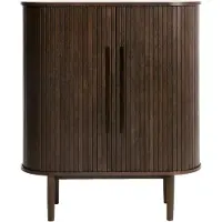 Nest of Nora Opbergkast Nina - 118 cm hoog met schuifdeuren - Eikenhout fineer - Espresso
