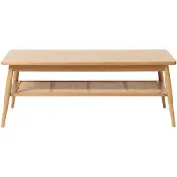 Nest of Nora Rechthoekige salontafel Enli - met rotan legplank - Eiken - Naturel