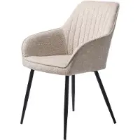 Nest of Nora Set van 2 - Eetkamerstoelen Zane met armleuning - Stof met zwarte metalen poten - Zand