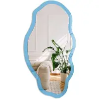 Coloray Blauw Water Spiegel - Blauw Rechthoekige Spiegel Met Modern Design - Organische Spiegel - Kantoor, Slaapkamer, Woonkamer - Minimalistisch - 45x90 cm - Totale afmeting 52x97 cm