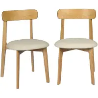 Sweeek Vintage stoel van rubberhout en kunstleer (set van 2) Naturel