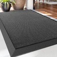 Famanu – Deurmat van 43 x 76 cm, antislip en laag profiel, wasbaar voor binnen en buiten, donkergrijs