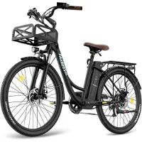 Fafrees Elektrische Fiets - 36V 25AH Accu - Actieradius Tot 120 Km- Elektrische Stadsfiets -Shimano 7 Versnellingen - LCD Display - Mechanische Schijfremmen - City Commuter E-Bike - Zwart