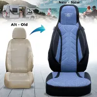 BREMER SITZBEZÜGE Premium Camper stoelhoezen voor Knaus BOXLIFE PRO / XL Camper Van PLKT206 in Zwart/Blauw (2 losse stoelen)