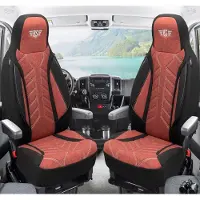 BREMER SITZBEZÜGE Premium Camper stoelhoezen voor Knaus BOXLIFE PRO / XL Camper Van PLKT202 in Zwart/Rood (2 losse stoelen)