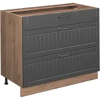 Vicco Keukenonderkast Fame-Line, Donkergrijs/Goudkleurig Eiken, 100 cm zonder werkblad