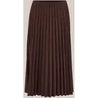 We fashion - Dames plissé midi rok van suède look - Regular fit - Donkerbruin - Maat: XL