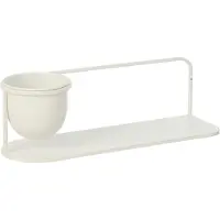J-Line wandrek + bloempot - ijzer - wit