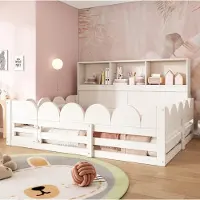 STILVORA Kinderbed 140x200 cm – Bodembed Met Uitvalbeveiliging En Deur – Met Lattenbodem En Opbergvak – Voor Kinderen – Wit – Zonder Matras
