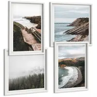 Tulup 4-Delige Schilderij Set - Uitzicht op zee met kliffen en strandlandschappen - 40x40 en 40x60 - Wanddecoratie - Schilderijen Set - Kantoor - Interieur Decoratie