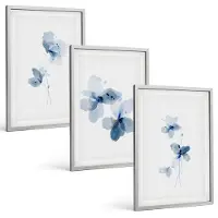 Tulup 4-Delige Schilderij Set - Bloemen in verschillende blauwtinten op een lichte achtergrond - 40 x 60 cm - Decoratieve Schilderijen - Wanddecoratie - Hal - Woonkamer Decoratie