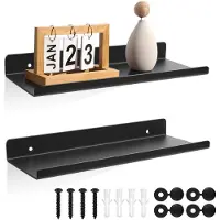 Famanu – Zwarte wandplank, schilderijenplank en zwevende plank, ideaal voor boeken, decoratie en fotolijsten, afmetingen 30 x 12 x 3,5 cm