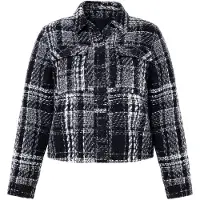 Studio Untold - Dames - Jasje boxy shape bouclé glittereffect - Zwart - Maat 42+