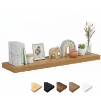 Famanu – Eiken wandplanken, 120 x 23,5 x 3,8 cm, houten wandrek met onzichtbare bevestigingen, zwevende plank voor verschillende ruimtes
