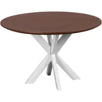 QUVIO Eettafel Sofia - Rond - ø120 cm - Witte kruispoot - FSC gecertificeerd mangohout - Bruin
