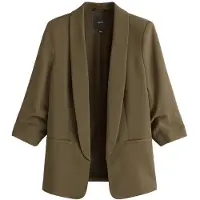 Next - Dames - Ruimvallende petite blazer met ruches aan de mouwen - Petite - Groen
