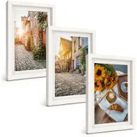 Tulup 3-Delige Schilderij Set - Sfeervolle straatjes met koffie en zonnebloemen - 20x30 - Muurdecoratie - Decoratieve Schilderijen - Wohnzimmer - Woonkamer Decoratie