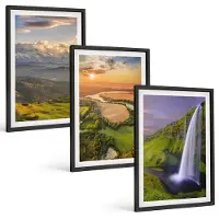 Tulup 4-Delige Schilderij Set - Uitzicht op een bergrivier en waterval in de natuur. - 40 x 60 cm - Schilderijen Set - Wanddecoratie - Woonkamer - Decoratieve Schilderijen