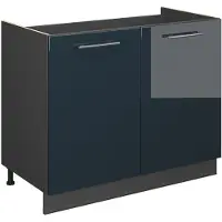 Vicco Wastafelkast Fame-Line, Donkerblauw hoogglans/Antraciet, 100 cm zonder werkblad