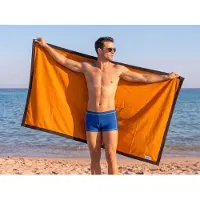 Famanu – Microvezel strandhanddoek, 90 x 180 cm, met contrasterende rand, lichtgewicht en sneldrogend, ideaal voor zee en zwembad