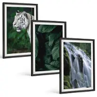 Tulup 4-Delige Schilderij Set - Tijgerwitte bladeren en een waterval in een natuurlijke omgeving - 40 x 60 cm - Wanddecoratie - Woonkamer Decoratie