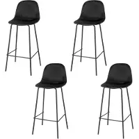 Urban Living “IMA” SET VAN 4 BARKRUKKEN IN ZWART FLUWEEL MET ZWART METALEN ONDERSTEL 47X43X76/105CM