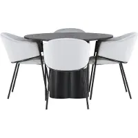 Ebuy24 Olivia eethoek eettafel zwart 4 stoelen velours grijs.