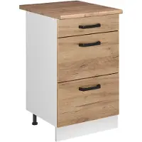 Vicco Keukenonderkast R-Line, Goudkleurig Eiken/Wit, 50 cm goudkleurig eiken werkblad