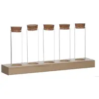 Ideas 4 Seasons Houten Houder Met 5 Reageerbuizen Transparant transparant Glas