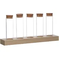 Ideas 4 Seasons Houten Houder Met 5 Reageerbuizen Transparant transparant Glas