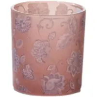 Mars & More Theelichthouder fluwelen bloemen roze klein 8cm
